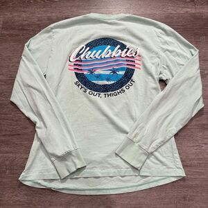 Chubbies Shirt Mens Small Blue Long Sleeve Crew Neck Beach Graphic‎ Outdoors
